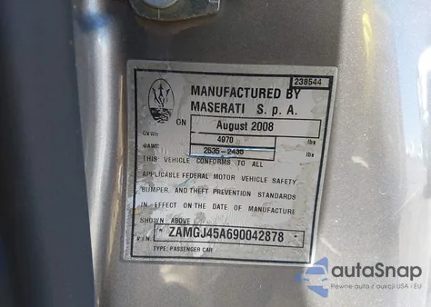 2009 Maserati Granturismo from USA, damaged, VIN ZAMGJ45A690042878